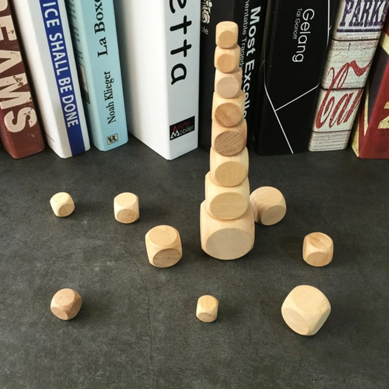 Cubo dados madera en blanco K1AA, bloques cuadrados madera para hacer rompecabezas, manualidades DIY