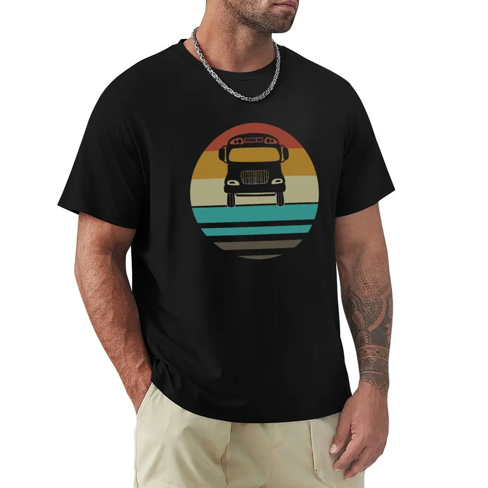 

School Bus Driver Retro Sun T-Shirt customizeds street wear man t shirt sweat mens big and tall t shirts