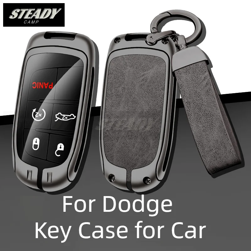 

Metal Leather Car Key Case Cover For Dodge Ram 1500 Journey Charger Dart Challenger Grand Cherokee Renegade Fiat Chrysler 300C