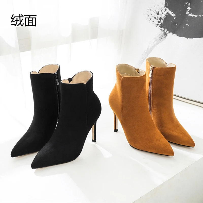 2023 New Side Zipper Promotional Women's Boots for Commuting Office Outgoing High Heel Boots with Velvet and Warm Women's Boots