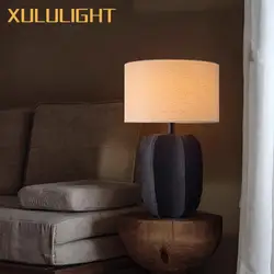 Wabi Sabi Style Ceramic Table Lamp Villa Decoration Lamp Living Room Bedroom desk Lamps Black Desktop Lighting Ornament