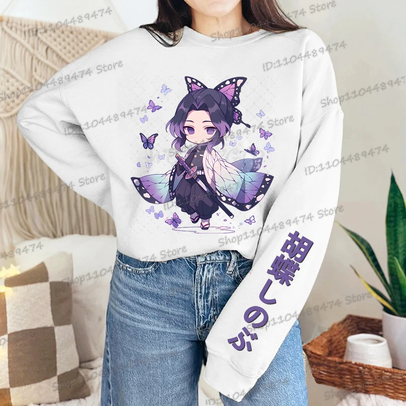 

Kochou Shinobu Anime Demon Slayer Long Sleeve SwSportsweareatshirts Women Harajuku Aesthetic Graphics Loose Casual Sportswear