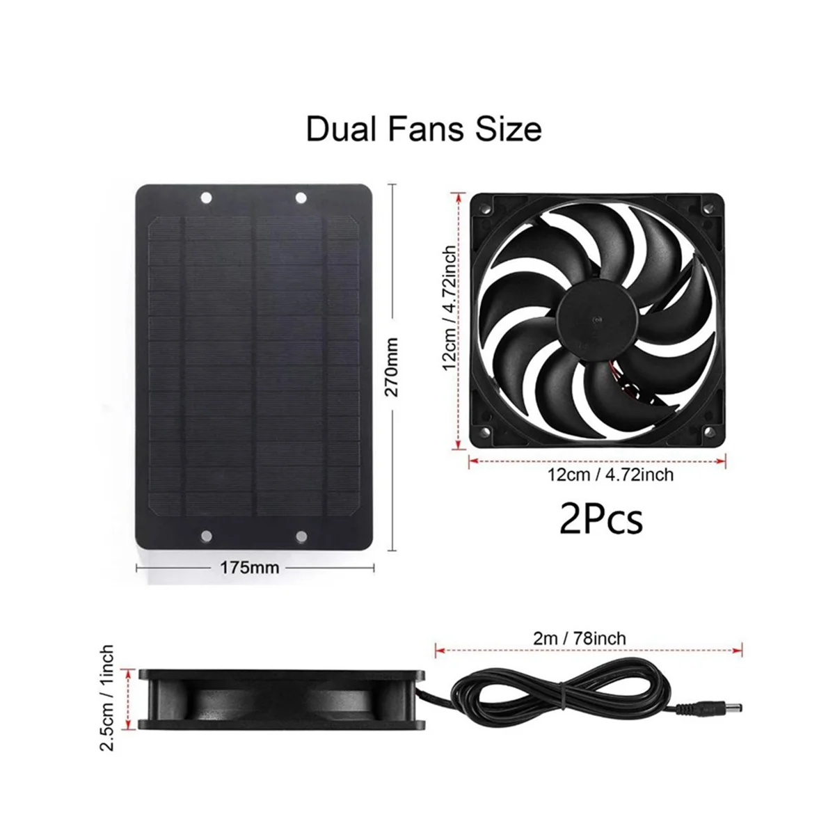 12V Solar Exhausts Fan 6 Inch Ventilator Solar Panel Powered Fan Air Extractor for Dog Chicken House RV Greenhouse Fan