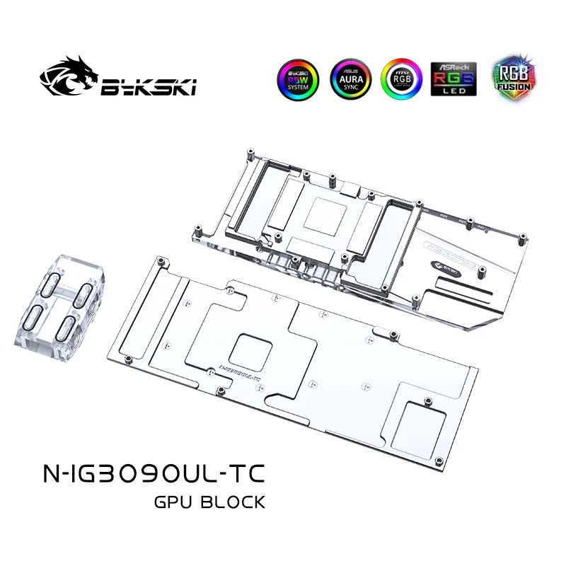 Bykski N-IG3090UL-TC GPU Water Block for Colorful iGame RTX3080/3090 Ultra/3080TI Advanced OC Video Card Backplate Cooling