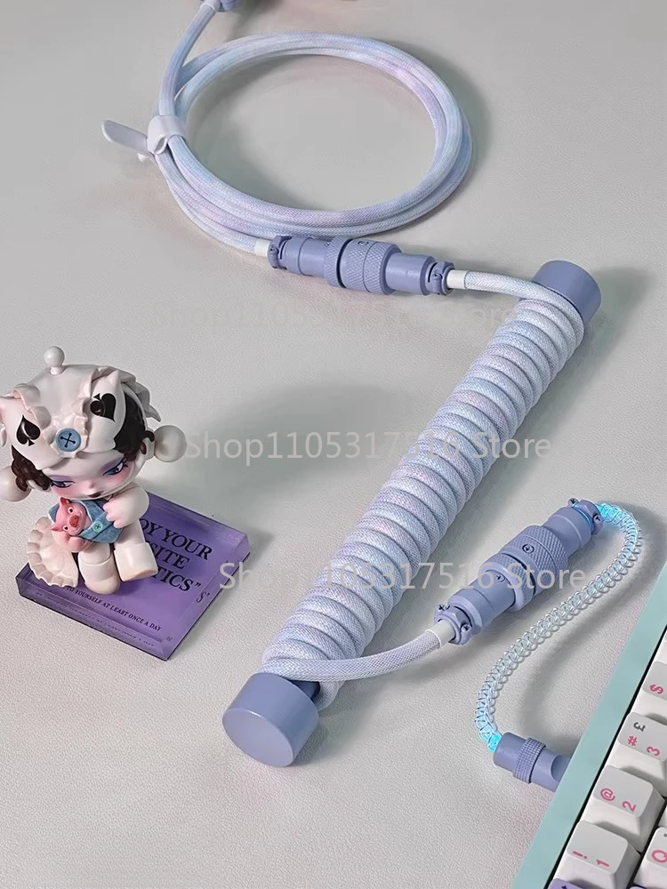 For UNKNOWN ERROR Customized Illuminated Keyboard Cable, Three-Section Aviation Connector Cable, USB-TYPE C Keyboard Cable, Z47