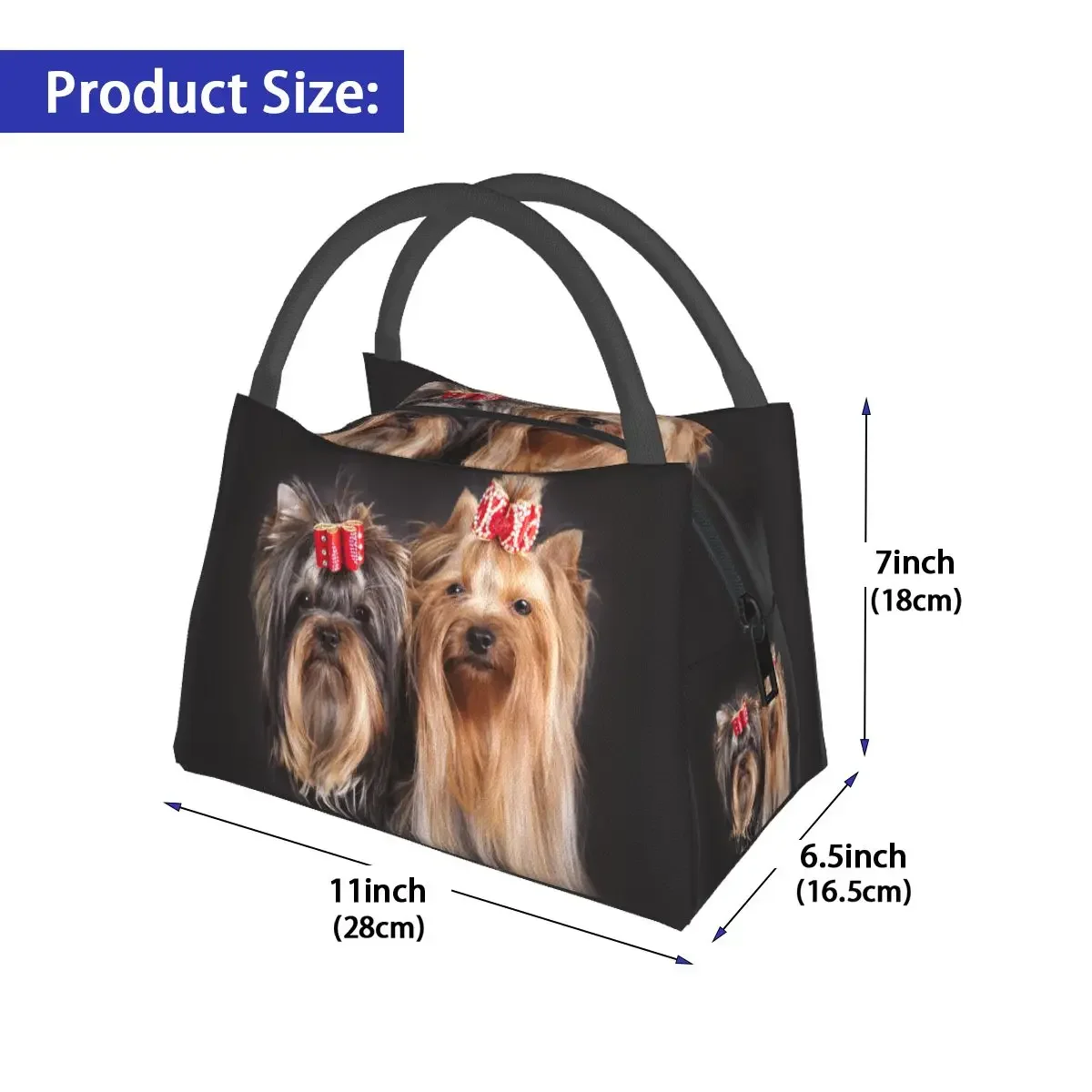 Yorkshire Terrier Lunch Bag Animals Dog Leisure Lunch Box School Convenient Thermal Tote Handbags Print Cooler Bag