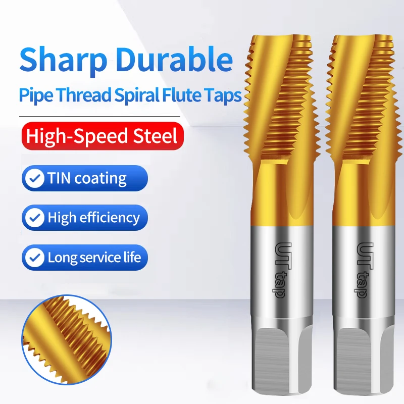 UT TAP HSSE-35 JIS Standard TIN Coating Pipe Spiral Fluted Tap PS PF G BSP RP 1/16 1/8 1/4 3/8 1/2 Machine Screw Thread Taps