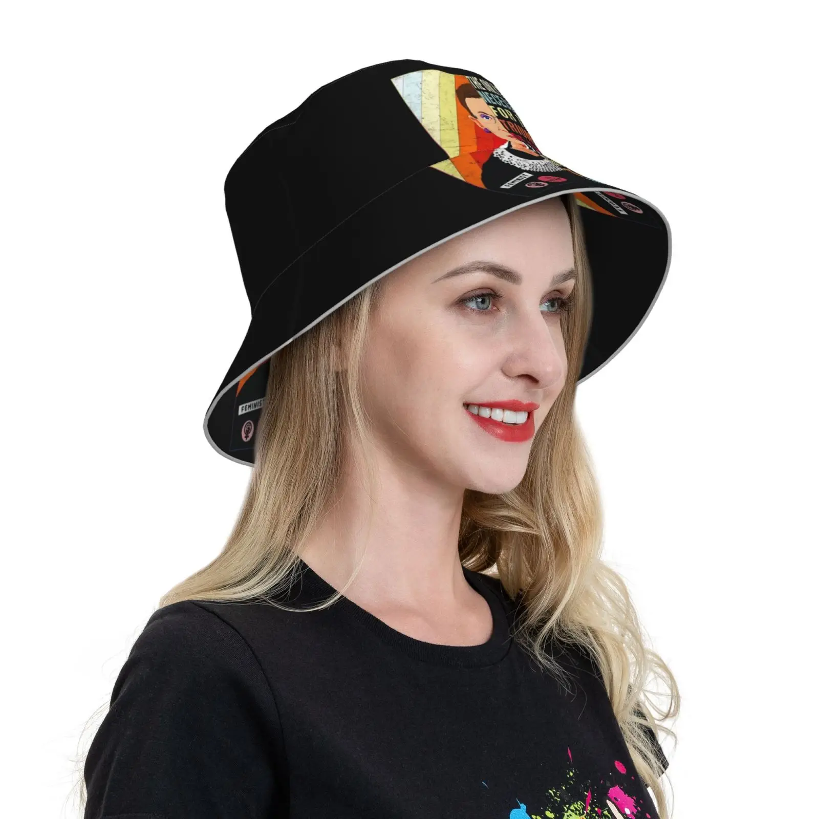 Ruth Bader Ginsburg Feminist Gift Evil To Do Nothing Print Bucket Hat Outdoor Sports Breathable Present Fashion Cap Rbg