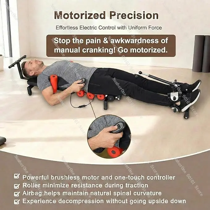 Household Electric Spinal Lumbar Traction Device, Multifunctional Lower Back Relaxer Massager Physiotherapy Fitness Equipment