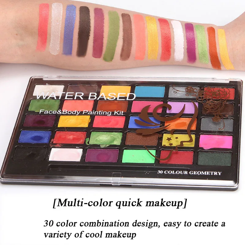 30 لون الوجه الجسم اللوحة المهنية للذوبان في الماء وغير سامة والمذاق الجسم اللوحة الصباغ