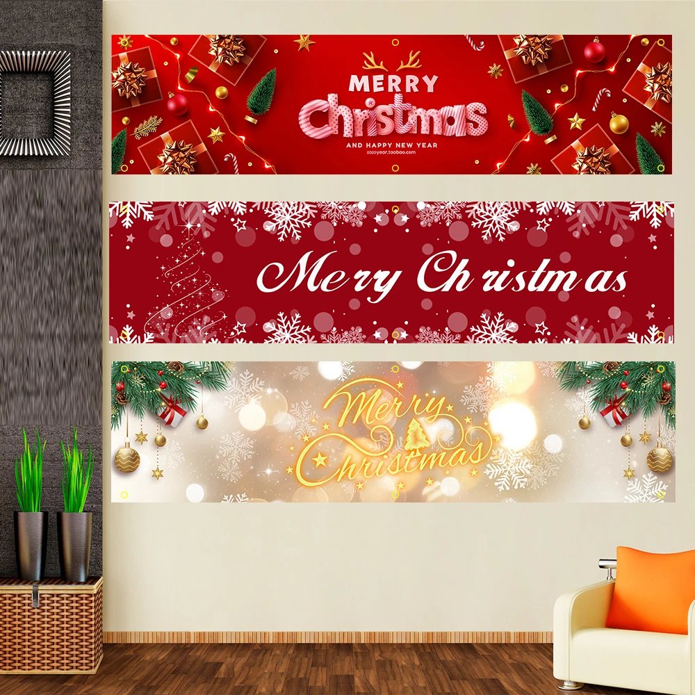 ZXBanner 60*240 Merry Christmas Polyester Printed Banner Garage or Outdoor For Decoration FLAG