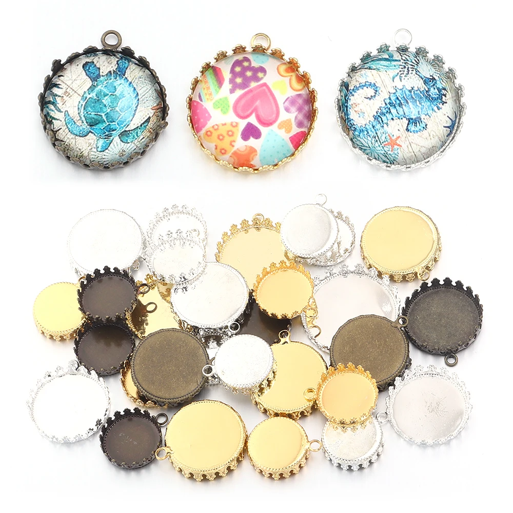 

10 шт. 15/20/25 мм медная форма короны с одной петлей, круглый пустой ободок, кулон, кабошон, основа для DIY, аксессуары для изготовления ювелирных изделий