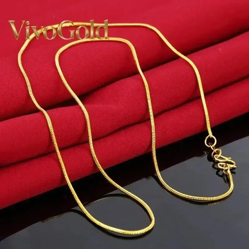

VivoGold Women's 24K Gold Versatile Snake Bone Chain, AU999 | Engraved "Abundance" with hidden ripple motifs.