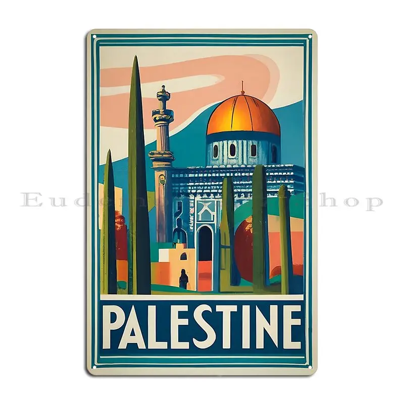 Vintage Palestine Jerusalem Metal Plaque Poster Party Plaques Living Room Wall Decor Designer Tin Sign Poster