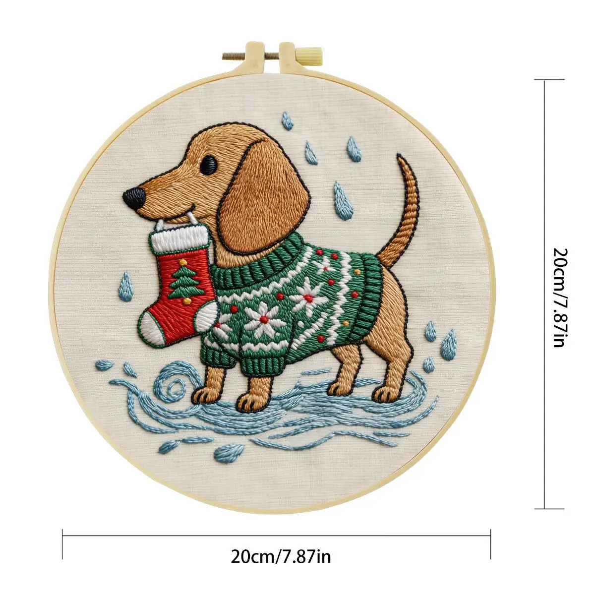 1 Stück 20X20CM/15X15CM 7,87/6,3 Zoll Weihnachtswelpen-Stickerei-Starter-Kit DIY-Kit DIY-Stickerei-Set Handarbeiten Heimdekoration – Detail 4