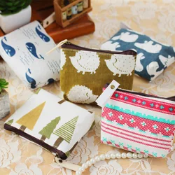 1PC Small And Fresh Retro Zero Wallet Coin Card Bag Simple and Fashionable Canvas Zero Wallet Cartoon Cute Card Bag