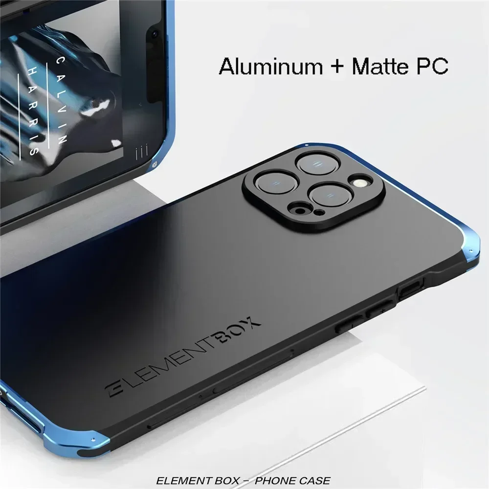 Shockproof Metal Armor Case for iPhone, Aluminum and PC Cover for iPhone 11 Xs, 12, 13, 14, 15, 16 Pro Max, 13 Mini, 14 Plus, Xr
