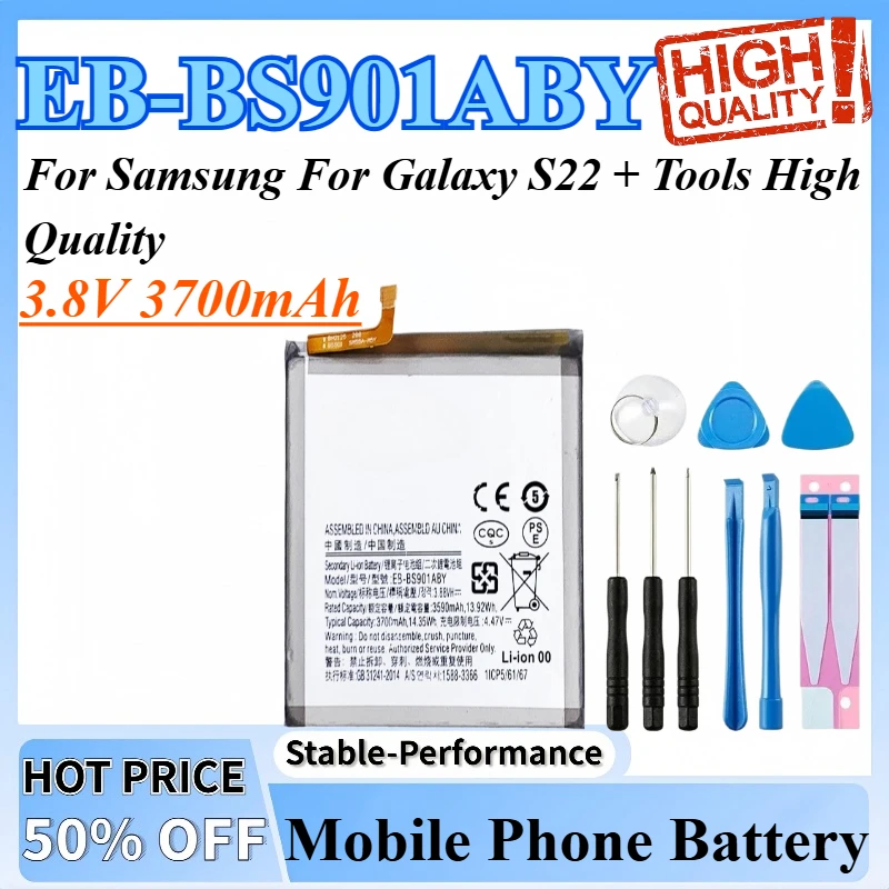 3.8V 3700mAh EB-BS901ABY High Quality Replacement Battery Mobile Phone Battery For Samsung For Galaxy S22 + Tools High Quality