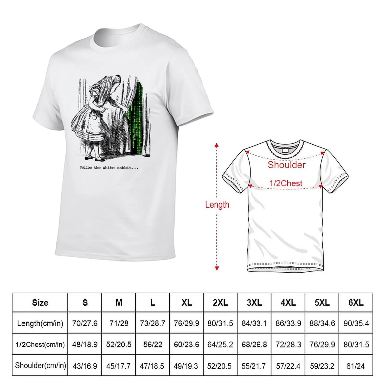Alice, follow the white rabbit to Matrix T-Shirt oversized t shirt man t shirt Short sleeve tee men