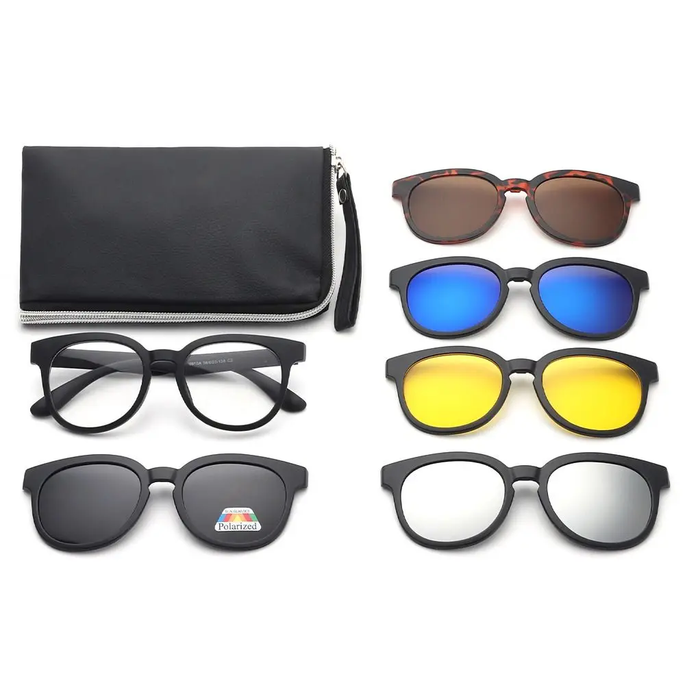 

UV400 Protection Magnetic Clip On Sunglasses Cycling/Driving Sunglasses Set with Pouch 6 Iin 1 Clip Cycling Glasses