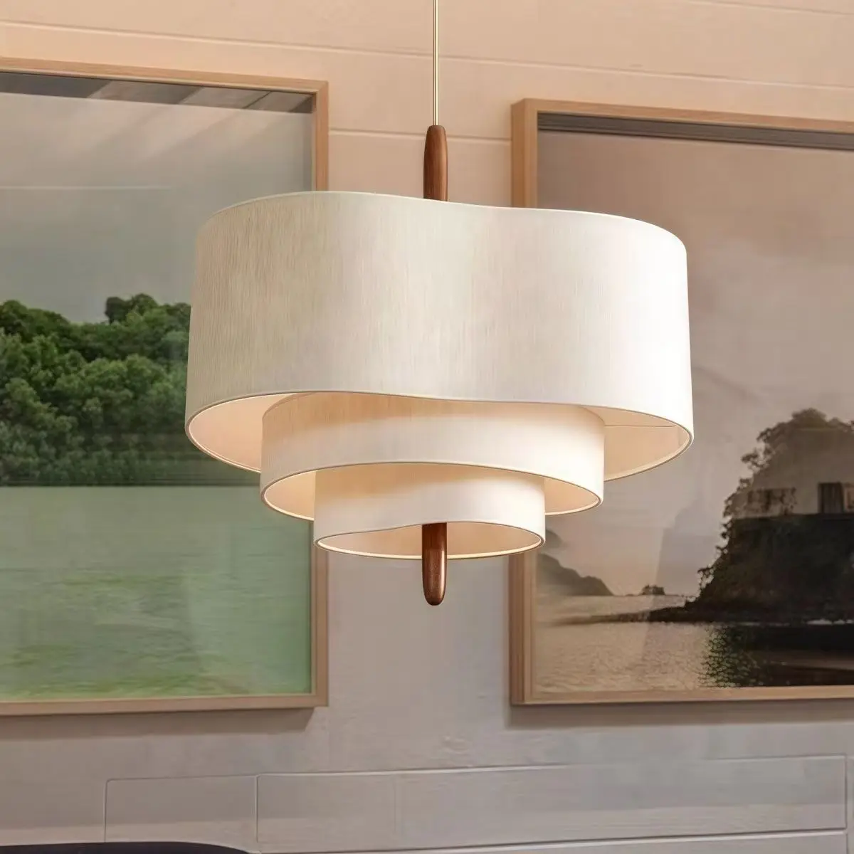 Modern Luxury Nordic three-layer loop stacking heart LED Pendant Light Creative Lamps for Living Room Home Decoration Chandelier