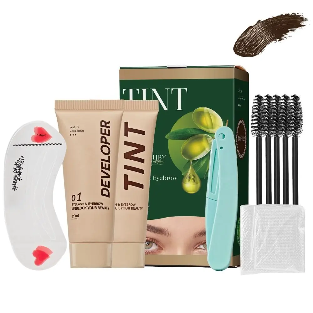 Nowy, długotrwały zestaw do koloryzacji rzęs 2 w 1, wodoodporny, szybki zestaw do farbowania, naturalny kolor czarny, zestaw do koloryzacji rzęs i brwi.