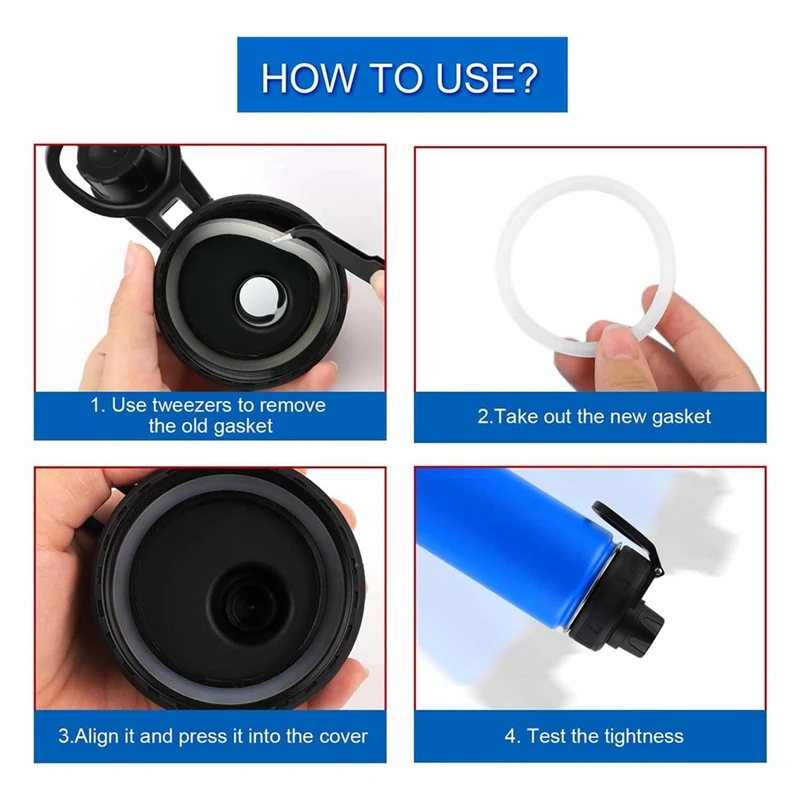 AB47-12 pezzi di ricambio per guarnizione bottiglia d'acqua per DRINCO 14/18/22/32/40/64 Oz, guarnizioni per fori di sfiato con coperchio in paglia in silicone Guarnizione beccuccio