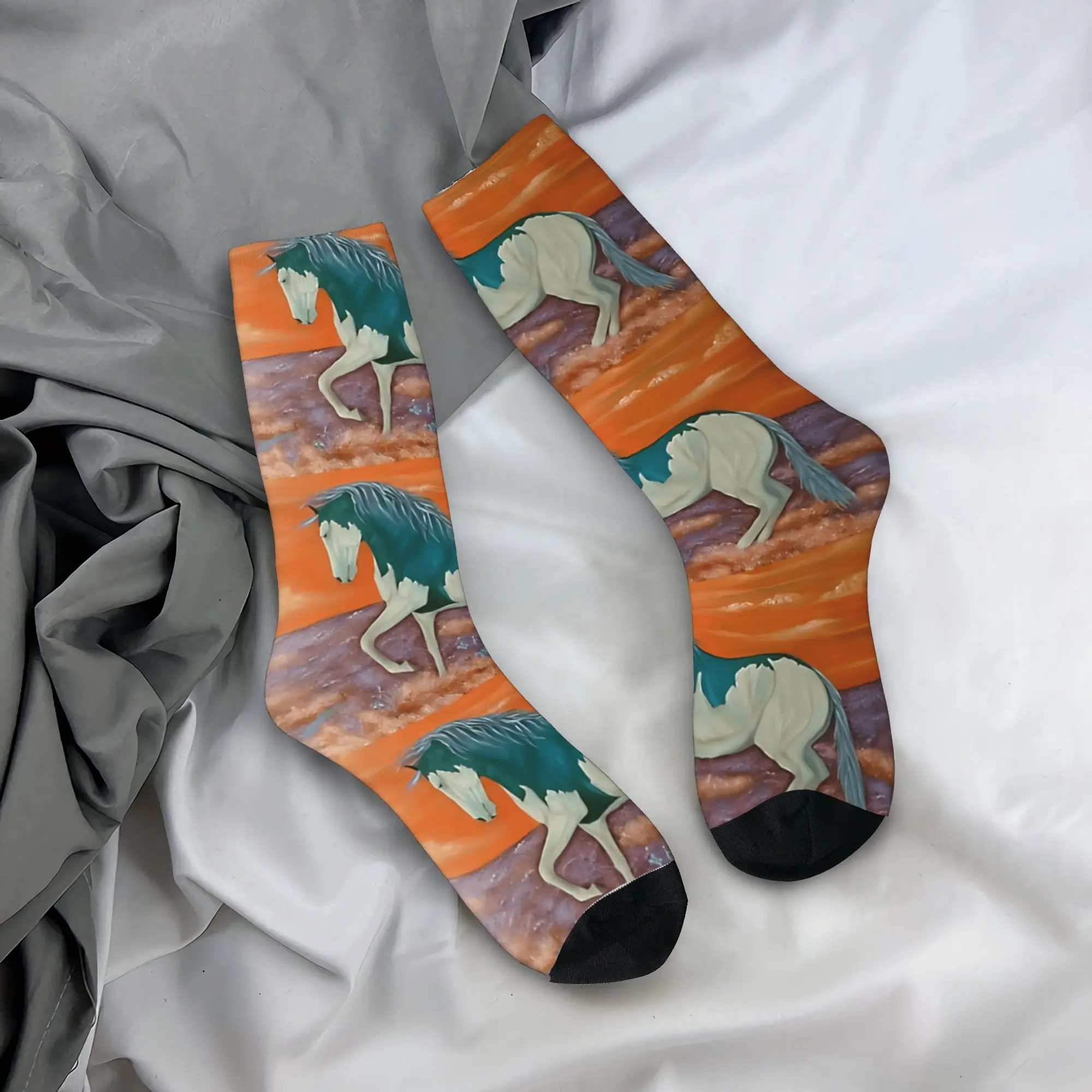 

Colorful horse passage portrait Socks Spring Stockings Casual Men's Medium Soft Socks Custom Running Anti Skid Socks