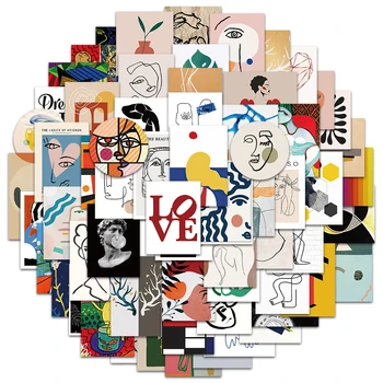 65 Stück abstrakte Malerei funktioniert klassische Kunst ästhetische Aufkleber Graffiti Kinder Spielzeug Skateboard Telefon Laptop Gepäck Aufkleber Aufkleber