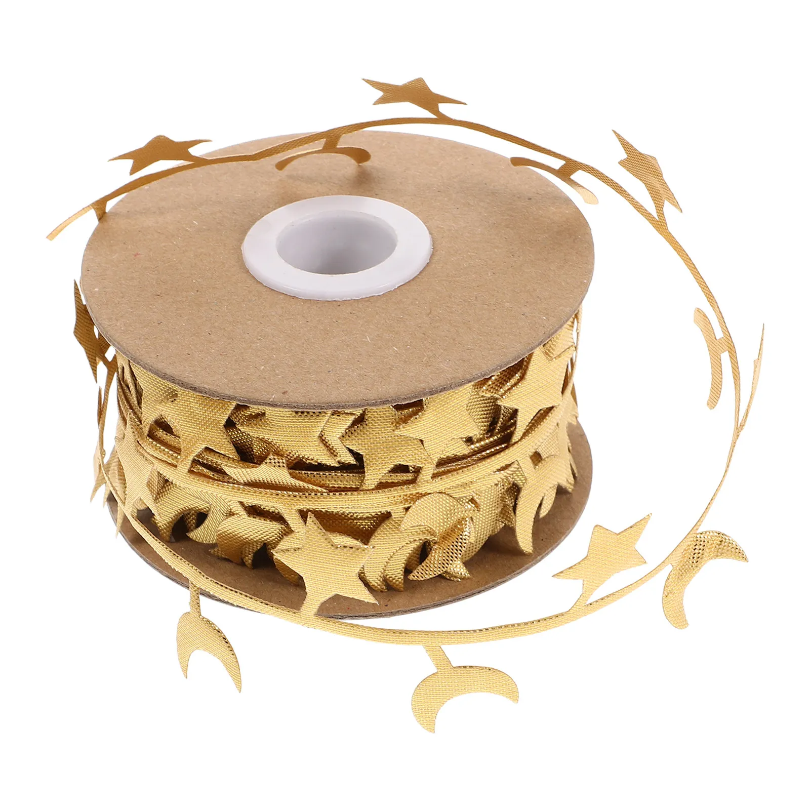 

1 рулон винтажной декоративной ленты с кружевом, звездами и луной, яркая блестящая праздничная лента для рукоделия, на Рождество и День Благодарения