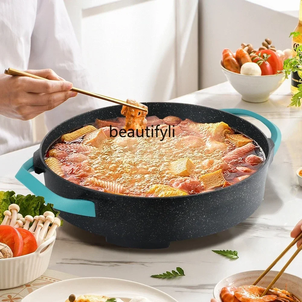 

Household stir-fry hot pot pizza multi-functional non-stick pan silicone anti-scalding handle electric heating pan smt61