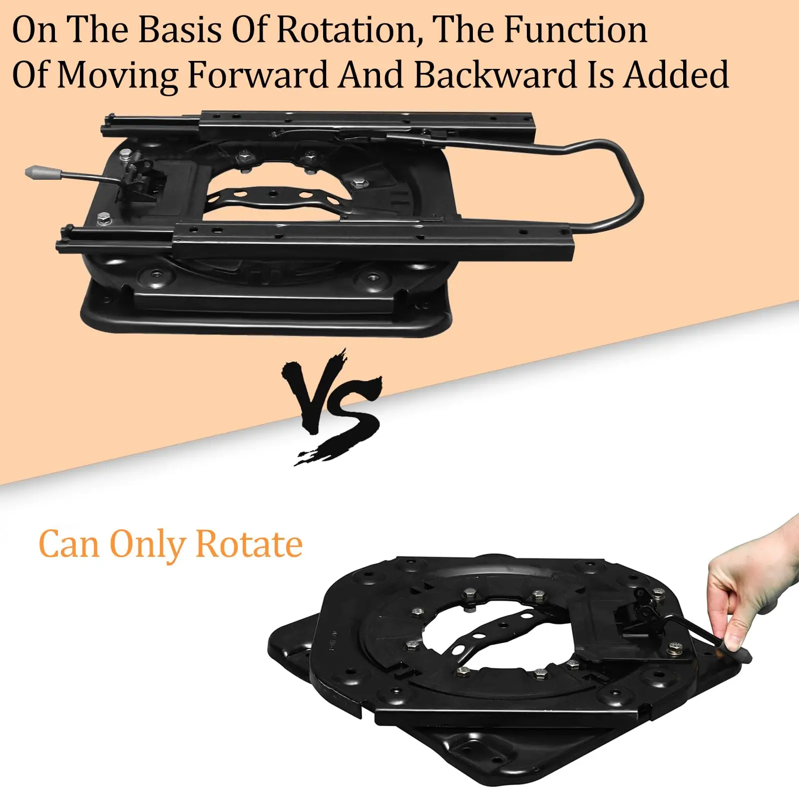 قاعدة دوارة للمقعد شديدة التحمل مع منزلق، قاعدة مقعد دوارة من ألواح فولاذية 3.0 مم قابلة للدوران 360 درجة لشاحنة قارب التخييم RV Bu