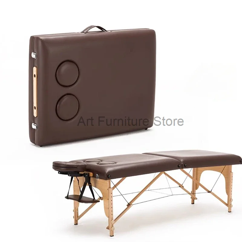 

Aesthetic Massage Table Wooden Spa Beauty Professional Foldable Bed Stretcher Full Body Massageliege Beauty Furniture MQ50MB