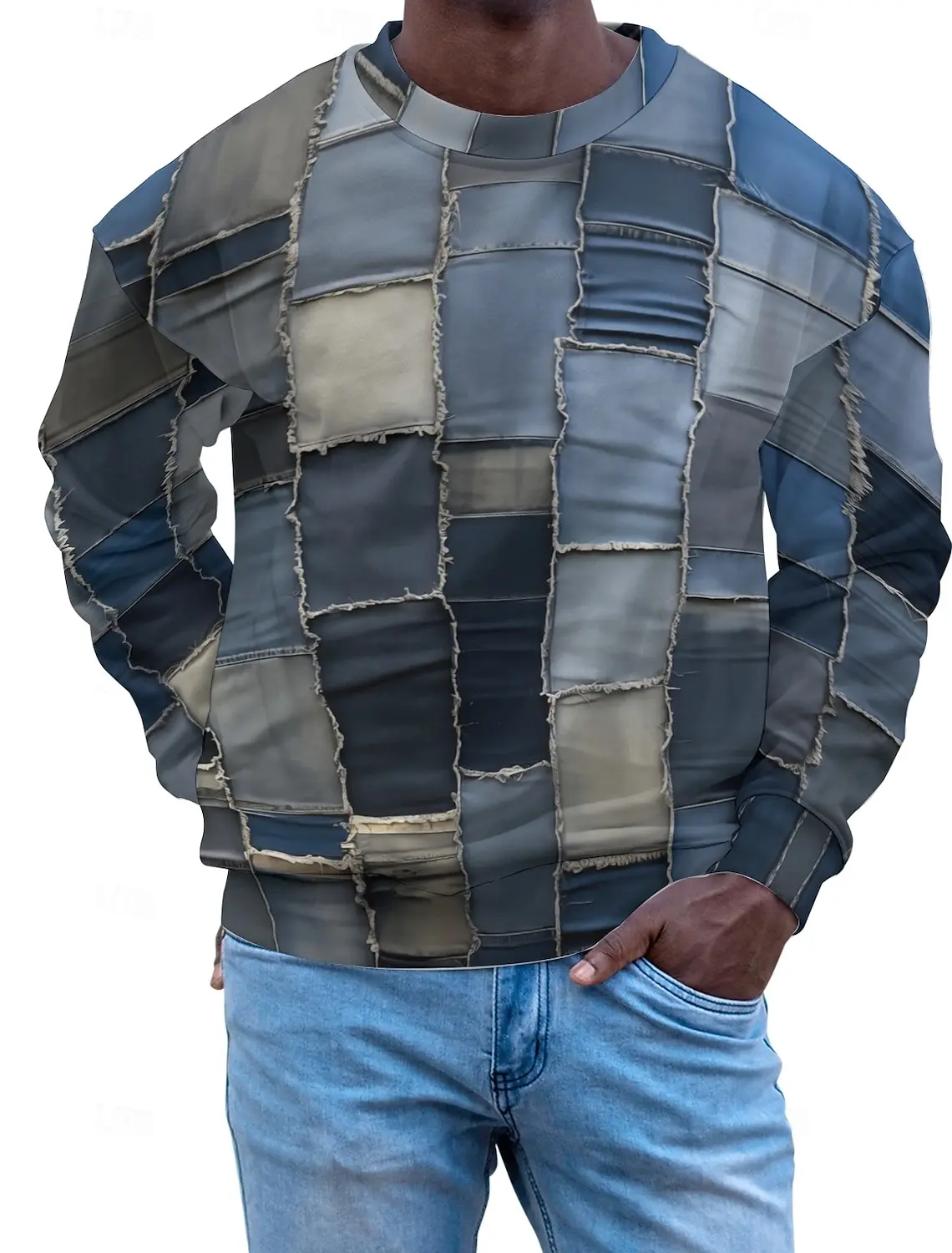 سويت شيرت رجالي مرقع برسومات جرافيكية، سويت شيرت بأكمام طويلة، سويت شيرت بقلنسوة، ملابس رياضية للعطلات والطباعة اليومية