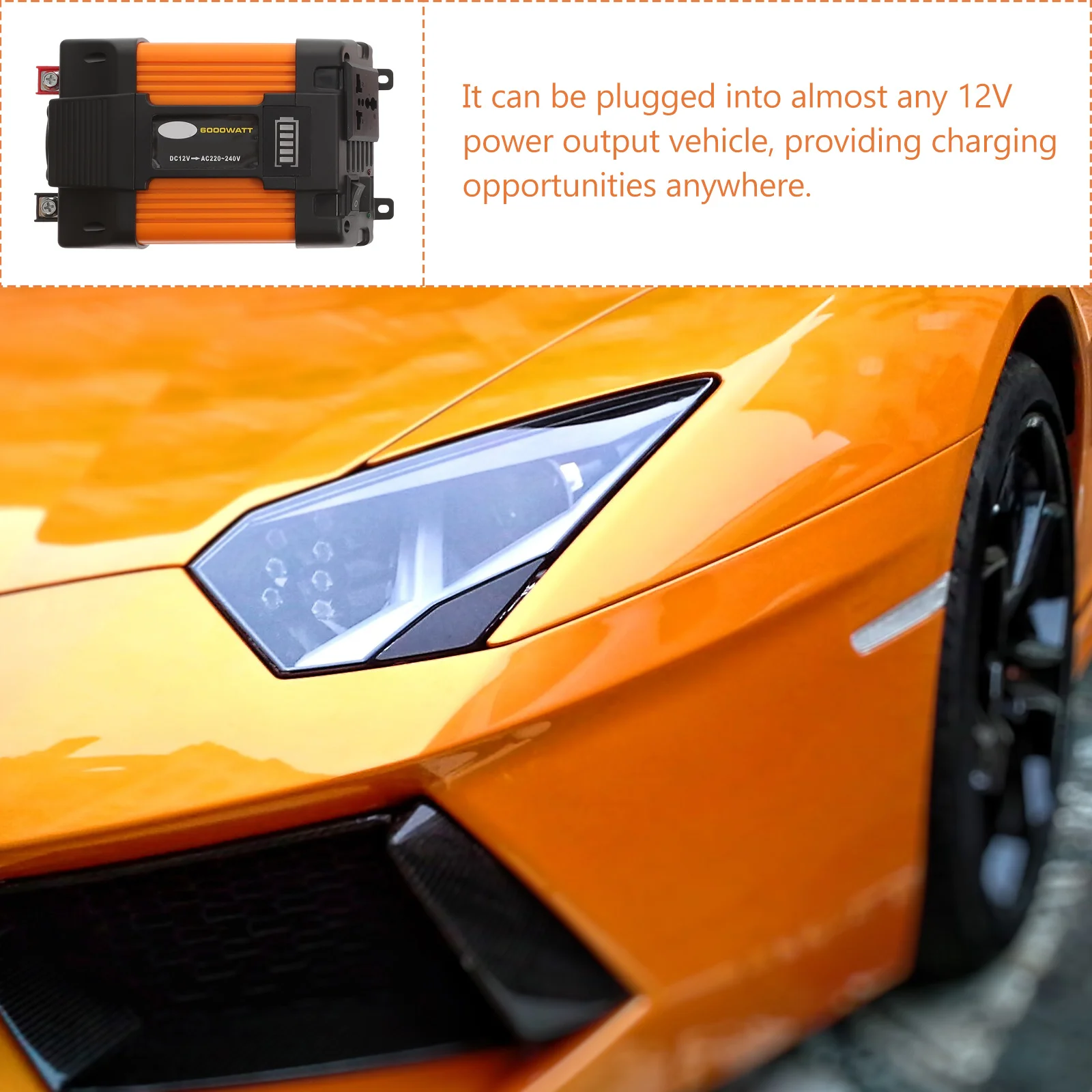 

6000W Dual USB Car Inverter Power Adapter Modified for Emergency Camping Trips Easy Solution Overload Protection