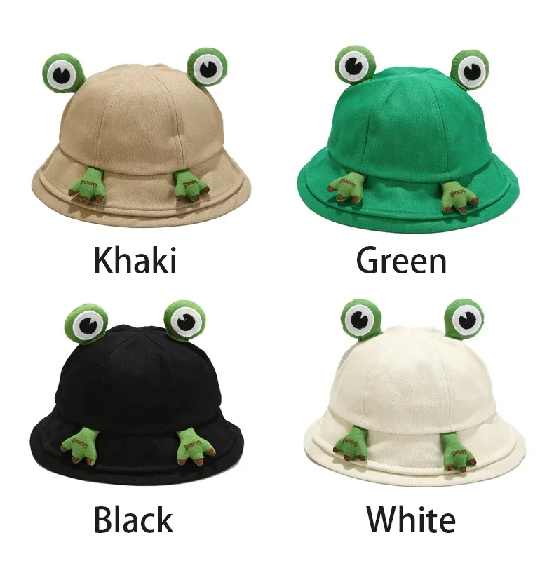 Children Frog Bucket Hat With Ear Panama Fisherman Hats For Men Women Kids Cartoon Cute Summer Outdoor Travel Sun Bob Cap