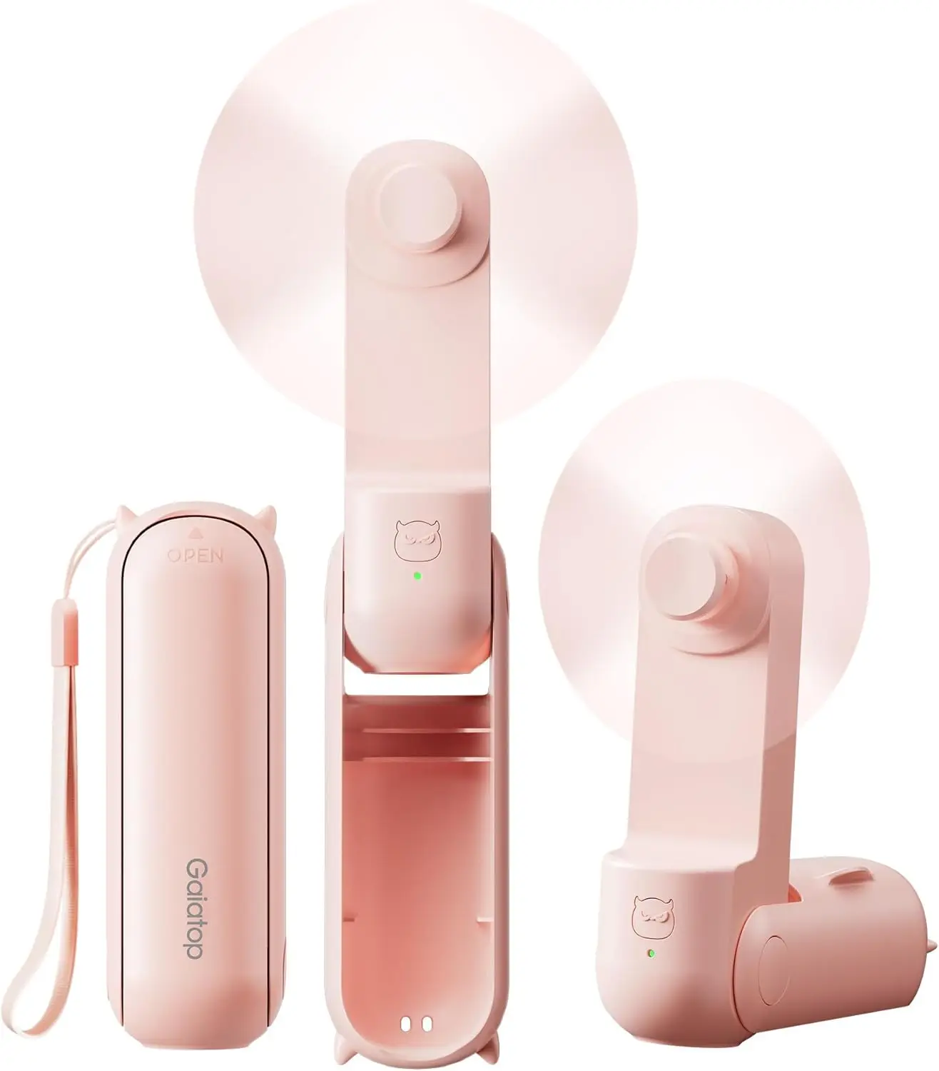 

Portable Handheld Fan, 3-in-1 Mini Foldable Design with 17h Cooling, USB Rechargeable Travel Essential Cute Gift for Women Pink