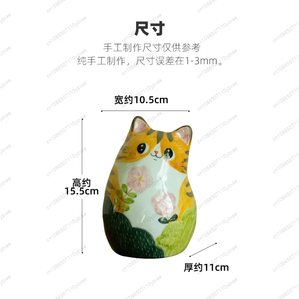 Hand Painted Ceramic Cat Vase - Jingdezhen Artistry, Creative Cat Shape Flower Holder & Home Decor, Unique Gift for Cat Lovers