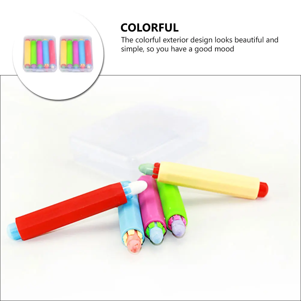 ที่ใส่ชอล์ก 10 ชิ้นพร้อมฝาครอบพลาสติกที่ละลายน้ําได้คลิปคอนเทนเนอร์เก็บสีสันสดใส