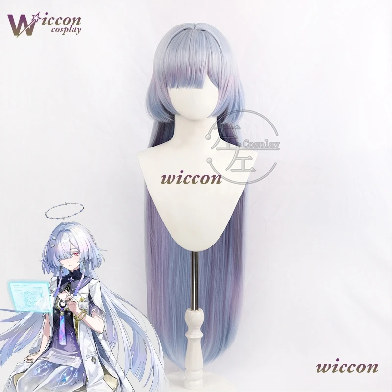 WuHu Wuthering Waves Mornye-Peluca de Cosplay para mujer, pelo azul bonito de Anime, pelo largo y rizado resistente al calor, accesorio de juego de rol