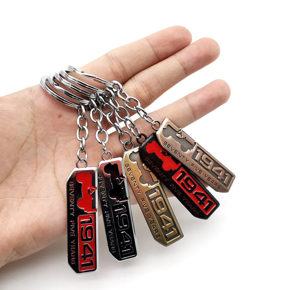 3D Metal 1941 75 Years Anniversary Badge Keyring for Jeep Wrangler Grand Cherokee Renegade Compass Patriot Keychain Accessories