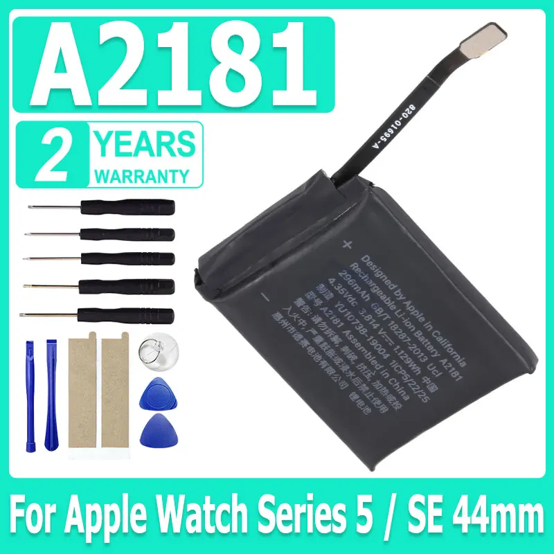 

Совершенно новый аккумулятор A2181 емкостью 296 мАч для Apple Watch Series 5 44 мм/SE 44 мм a2181 аккумуляторы для умных часов + бесплатные инструменты