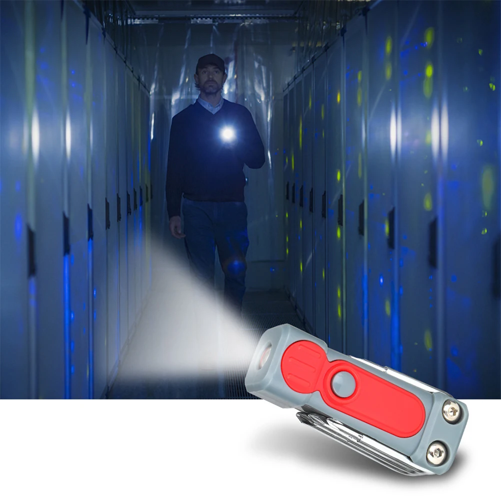 

Portable Precision Screwdriver Set LED Light Red Mini Outdoor Combo Pocket Tool Steel Bit Electric Torch Dual Flashlight