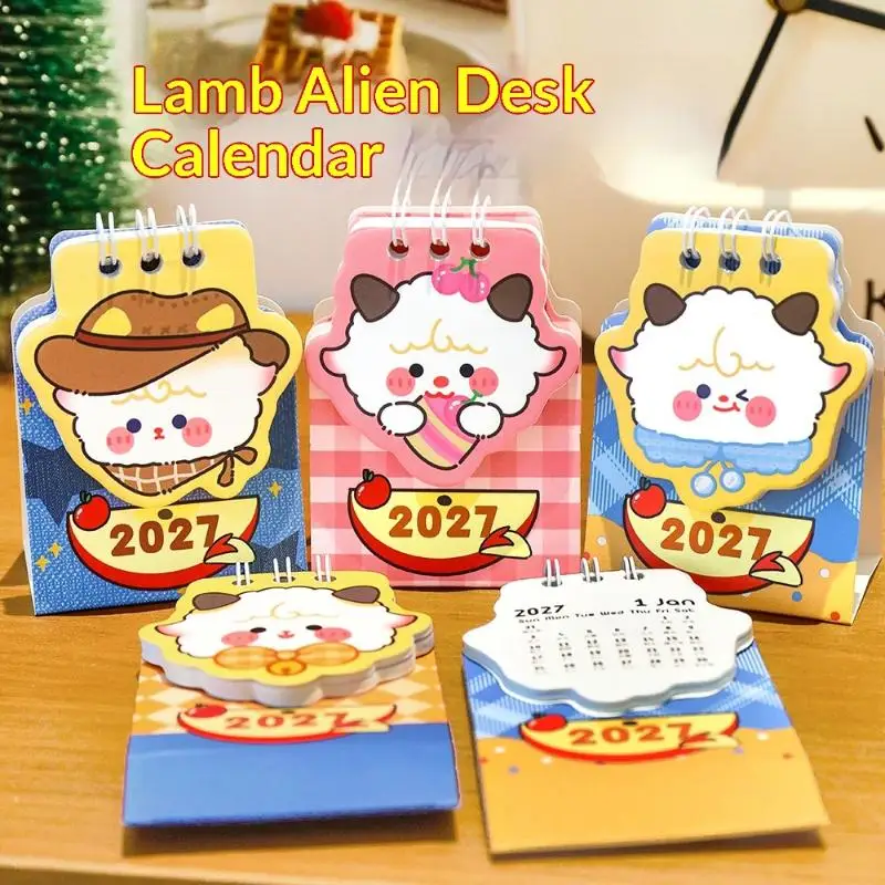 2027 Year Desk Calendar Cute Lamb Cartoon The Sheep Table Calendar Daily Check In Planner Student Small Gift