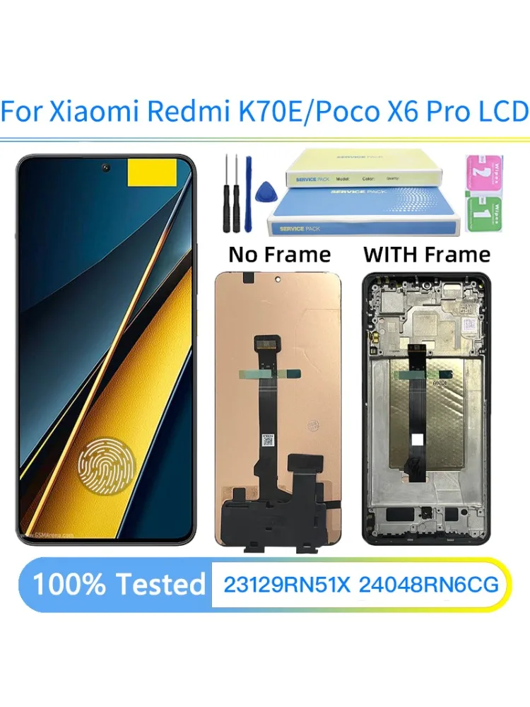 6.  67" AMOLED Ekran LCD z Dotykiem Digitizer do Xiaomi Poco X6 Pro 5G 2311DRK48G, Ekran do Redmi K70E 2311DRK48C — zdjęcie produktu 7