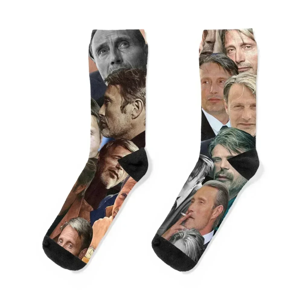 Mads Mikkelsen Fotocollage Socken Strümpfe Kompression Halloween Damensocken Herren