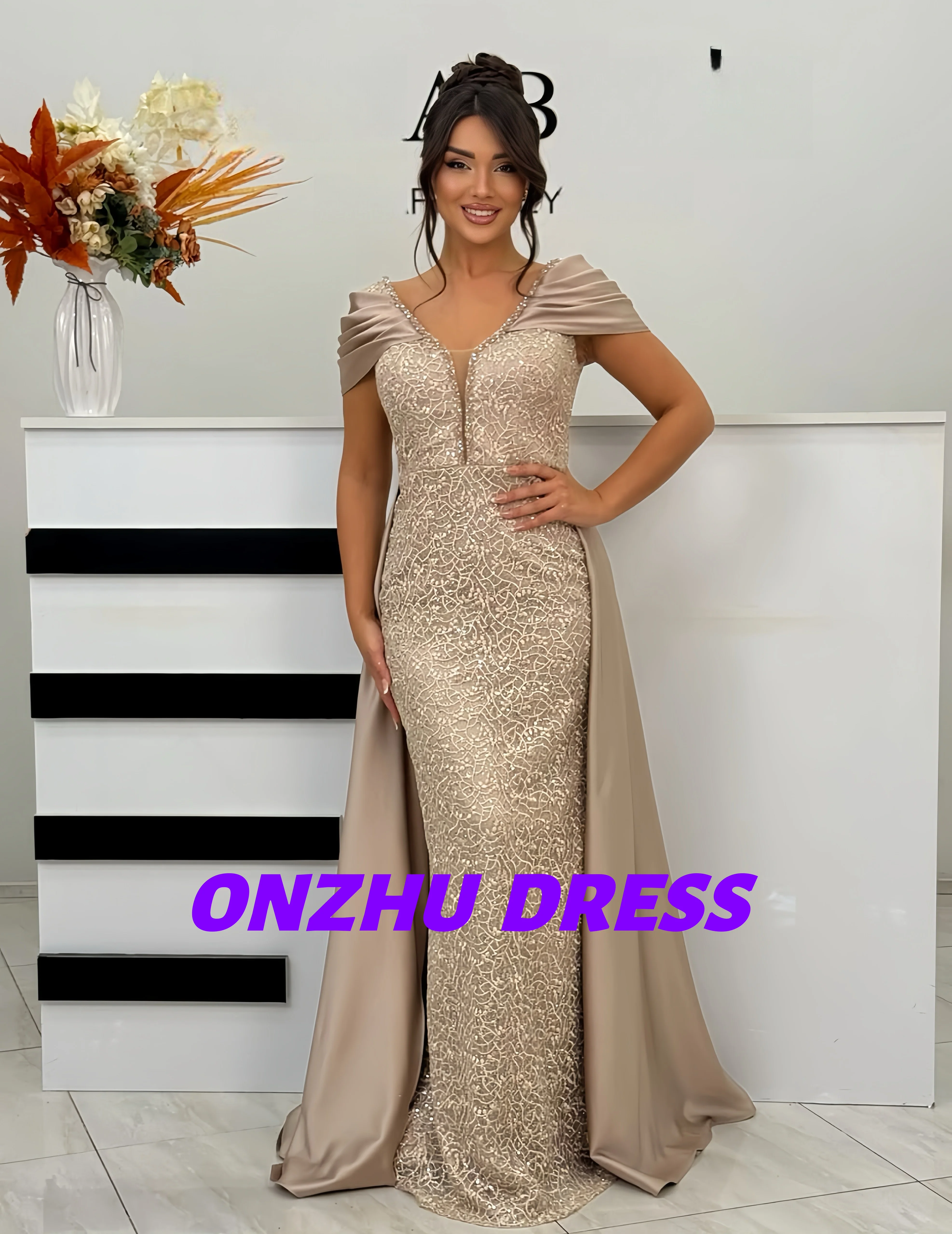 

CustomizedV collar clip shoulder mermaid detachable tail gorgeous women evening dress dresses for special occasions Party dress