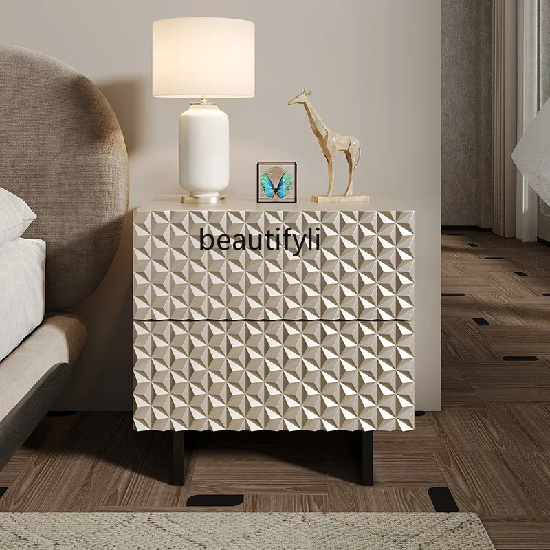 

American light luxury bedside table household drawer locker design sense decorative storage cabinet6239