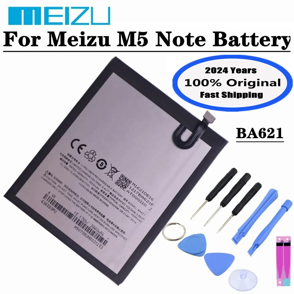 

2024 years BA621 100% Original Battery For Meizu M5 Note 5 Note5 M621H M621M M621N M621Q 4000Ah High Quality Phone Battery Tools