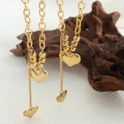 316L Stainless Steel Chunky Chains Necklaces For Women 18k Gold Plated Waterproof Non Tarnish Women's Heart Pendant Necklace